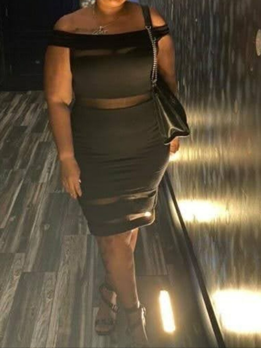 Fashion Nova Off-Shoulder Black Midi Bodycon Dress